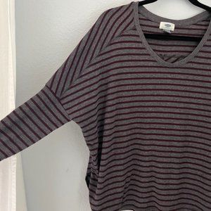 Old Navy Purple Grey Stripe Oversized Dolman Sleeve T-Shirt Shirt Top Lounge
